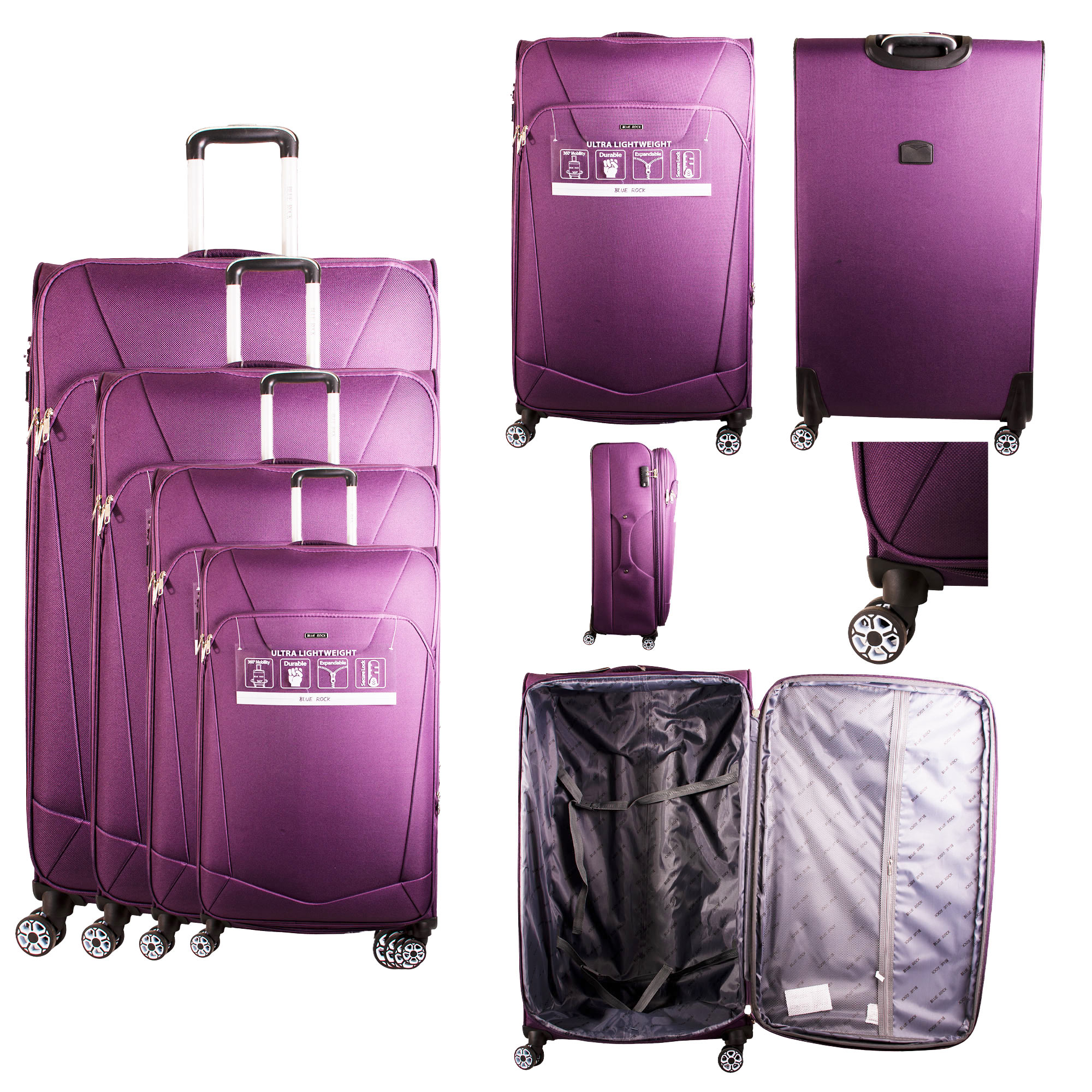 (image for) T-SC-02 DARK PURPLE SET OF 4 TRAVEL TROLLEY SUITCASES